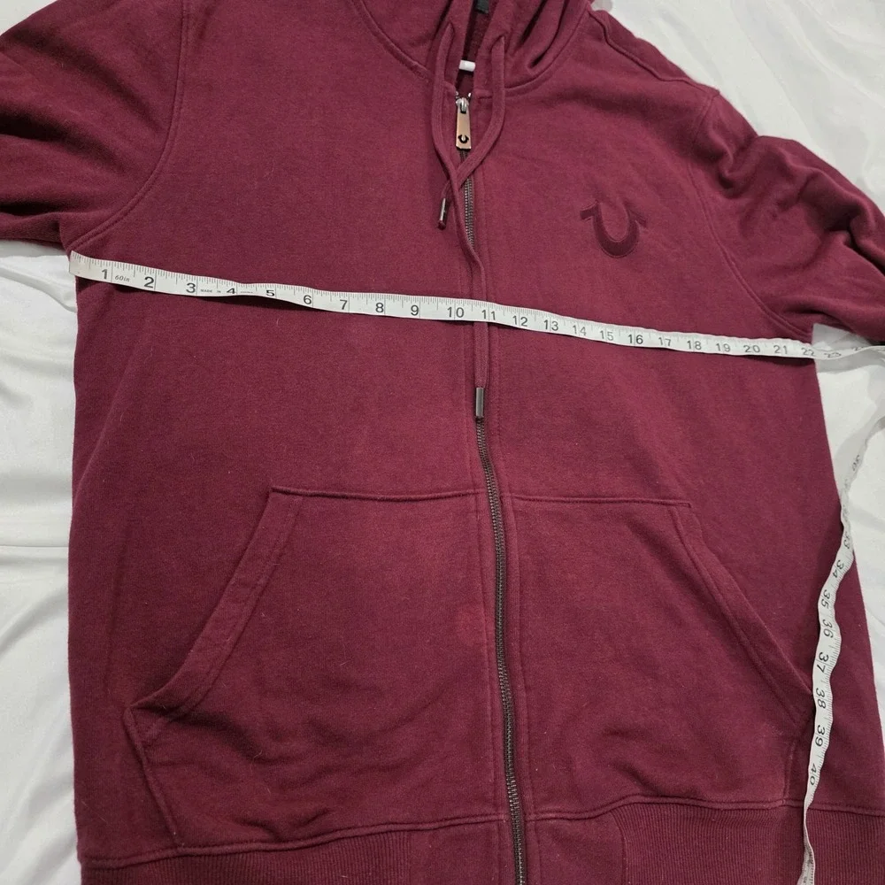 True Religion Mens Zip Up Hooded Sweater Size Large Spellout Logo Y2K Grunge